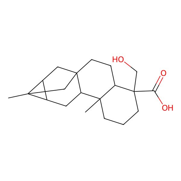 2D Structure of (1S,4S,5R,9S,10R,12R,13R,14S)-5-(hydroxymethyl)-9,13-dimethylpentacyclo[11.2.1.01,10.04,9.012,14]hexadecane-5-carboxylic acid