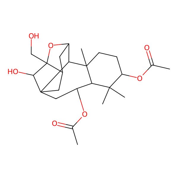 2D Structure of [(1S,3S,4S,6S,9R,10S,11S,13S,14S,16S)-3-acetyloxy-16-hydroxy-13-(hydroxymethyl)-5,5,9-trimethyl-12-oxapentacyclo[11.2.1.111,14.01,10.04,9]heptadecan-6-yl] acetate