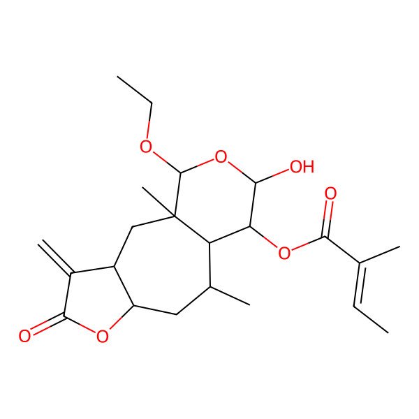 2D Structure of [(1S,3S,7R,9R,10S,11R,12R,14R)-14-ethoxy-12-hydroxy-1,9-dimethyl-4-methylidene-5-oxo-6,13-dioxatricyclo[8.4.0.03,7]tetradecan-11-yl] (E)-2-methylbut-2-enoate