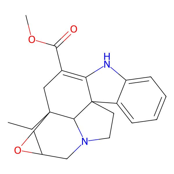 2D Structure of methyl (1R,12S,13S,15R,20R)-12-ethyl-14-oxa-8,17-diazahexacyclo[10.7.1.01,9.02,7.013,15.017,20]icosa-2,4,6,9-tetraene-10-carboxylate