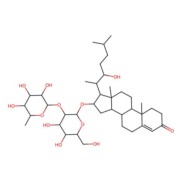 2D Structure of 16-[4,5-Dihydroxy-6-(hydroxymethyl)-3-(3,4,5-trihydroxy-6-methyloxan-2-yl)oxyoxan-2-yl]oxy-17-(3-hydroxy-6-methylheptan-2-yl)-10,13-dimethyl-1,2,6,7,8,9,11,12,14,15,16,17-dodecahydrocyclopenta[a]phenanthren-3-one