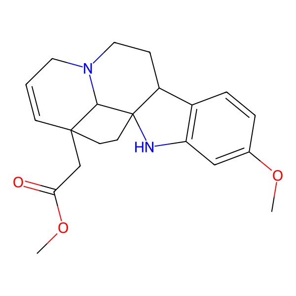 2D Structure of methyl 2-[(1R,9R,16S,19S)-5-methoxy-2,12-diazapentacyclo[10.6.1.01,9.03,8.016,19]nonadeca-3(8),4,6,14-tetraen-16-yl]acetate