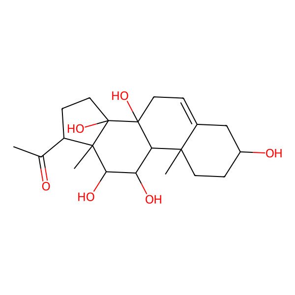 2D Structure of 14beta,17alpha-Pregn-5-en-20-one, 3beta,8,11alpha,12beta,14-pentahydroxy-