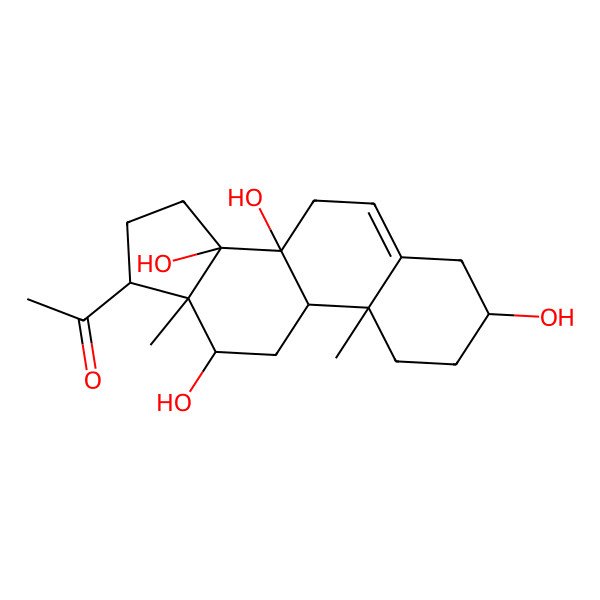 2D Structure of 14beta,17alpha-Pregn-5-en-20-one, 3beta,8,12beta,14-tetrahydroxy-