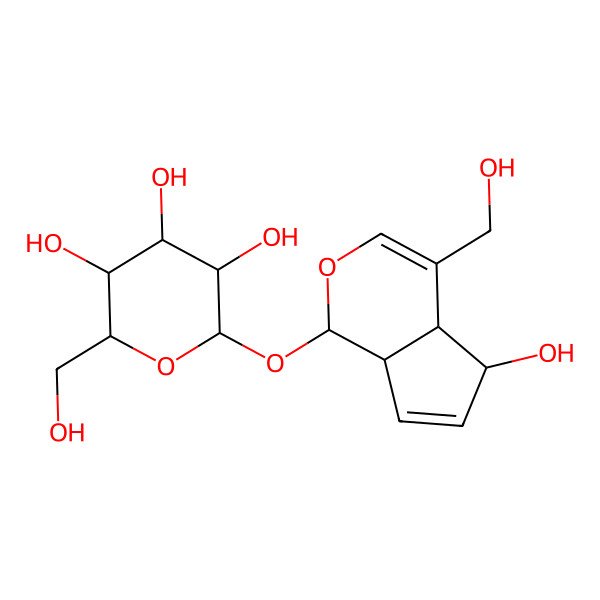2D Structure of (2S,3R,4S,5S,6R)-2-[[(1S,4aS,5R,7aR)-5-hydroxy-4-(hydroxymethyl)-1,4a,5,7a-tetrahydrocyclopenta[c]pyran-1-yl]oxy]-6-(hydroxymethyl)oxane-3,4,5-triol