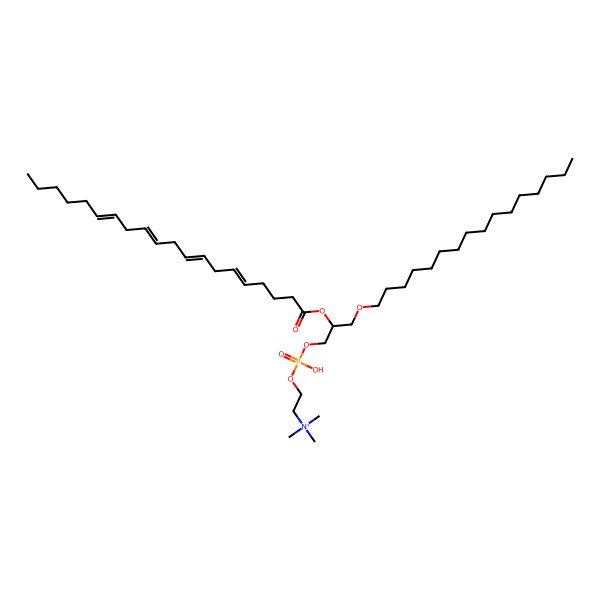 2D Structure of (O-(1-O-Hexadecyl-2-O-((5Z,8Z,11Z,14Z)-1-oxo-5,8,11,14-icosatetrenyl)-L-glycero-3-phospho)choline)anion