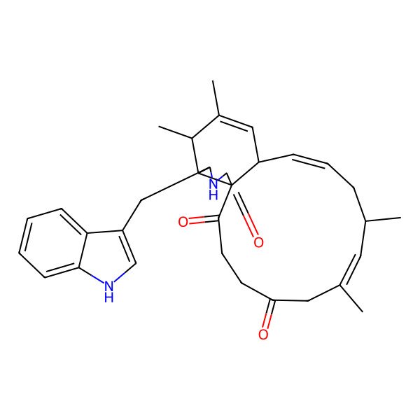 2D Structure of 18-(1H-indol-3-ylmethyl)-7,9,15,16-tetramethyl-19-azatricyclo[11.7.0.01,17]icosa-7,11,14-triene-2,5,20-trione