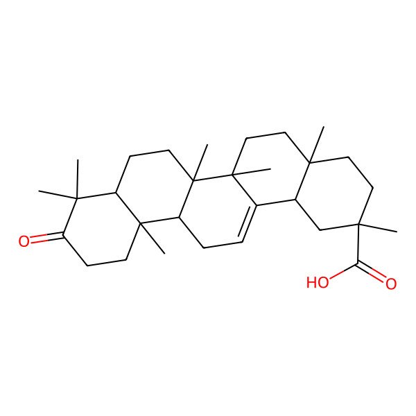 2D Structure of 2,4a,6a,6b,9,9,12a-heptamethyl-10-oxo-3,4,5,6,6a,7,8,8a,11,12,13,14b-dodecahydro-1H-picene-2-carboxylic acid