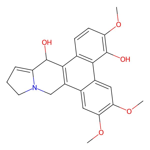 2D Structure of (14R)-3,6,7-trimethoxy-9,11,12,14-tetrahydrophenanthro[9,10-f]indolizine-4,14-diol