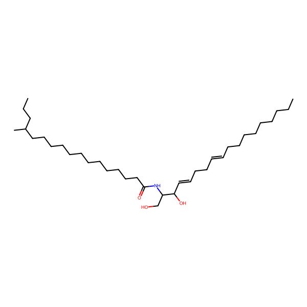 2D Structure of (14R)-N-[(2S,3R,4E,8E)-1,3-dihydroxyoctadeca-4,8-dien-2-yl]-14-methylheptadecanamide