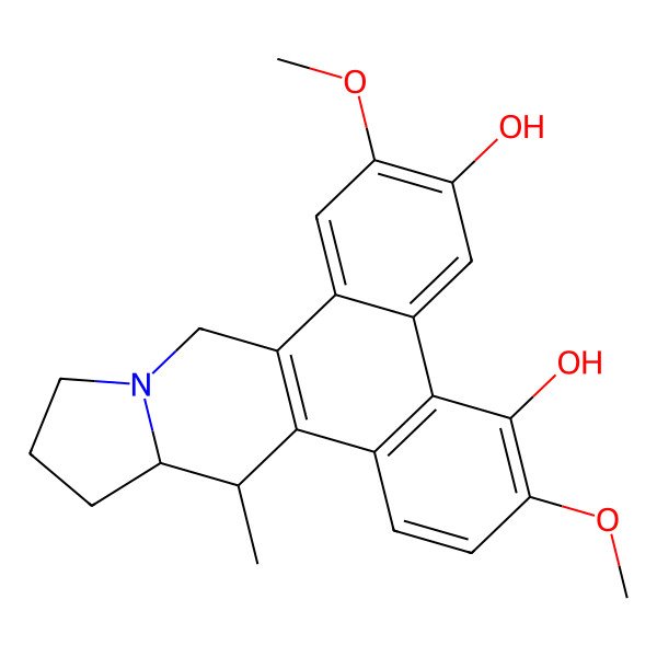 2D Structure of (14S)-3,7-dimethoxy-14-methyl-9,11,12,13,13a,14-hexahydrophenanthro[10,9-f]indolizine-4,6-diol