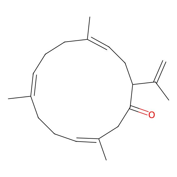 2D Structure of (14S)-3,7,11-trimethyl-14-prop-1-en-2-ylcyclotetradeca-3,7,11-trien-1-one