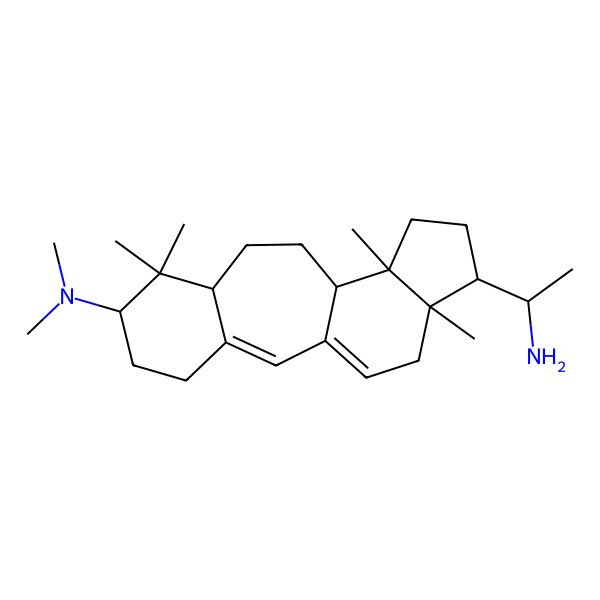 2D Structure of 15-(1-aminoethyl)-N,N,7,7,12,16-hexamethyltetracyclo[9.7.0.03,8.012,16]octadeca-1(18),2-dien-6-amine