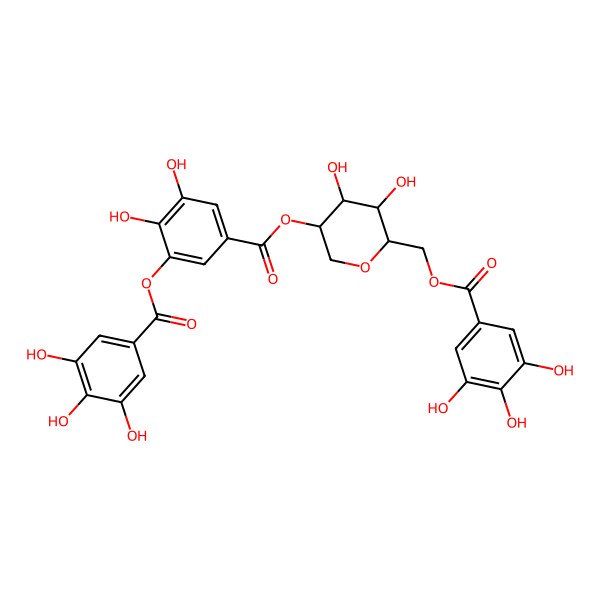 2D Structure of 1,5-Anhydro-2-O-[5-(galloyloxy)-3,4-dihydroxybenzoyl]-6-O-galloyl-D-glucitol