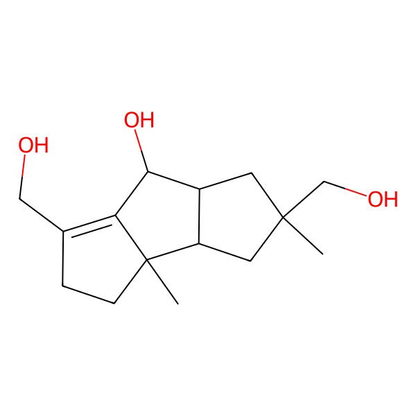 2D Structure of 1,5-bis(hydroxymethyl)-3a,5-dimethyl-3,3b,4,6,6a,7-hexahydro-2H-cyclopenta[a]pentalen-7-ol