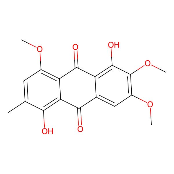 2D Structure of 1,5-Dihydroxy-2,3,8-trimethoxy-6-methylanthracene-9,10-dione