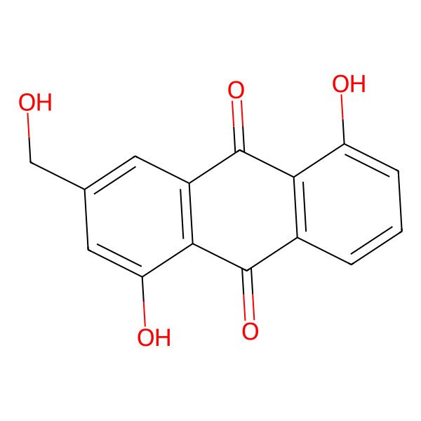 2D Structure of 1,5-Dihydroxy-3-(hydroxymethyl)anthracene-9,10-dione