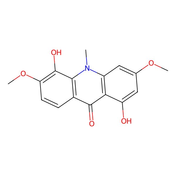 2D Structure of 1,5-Dihydroxy-3,6-dimethoxy-10-methyl-acridin-9-one