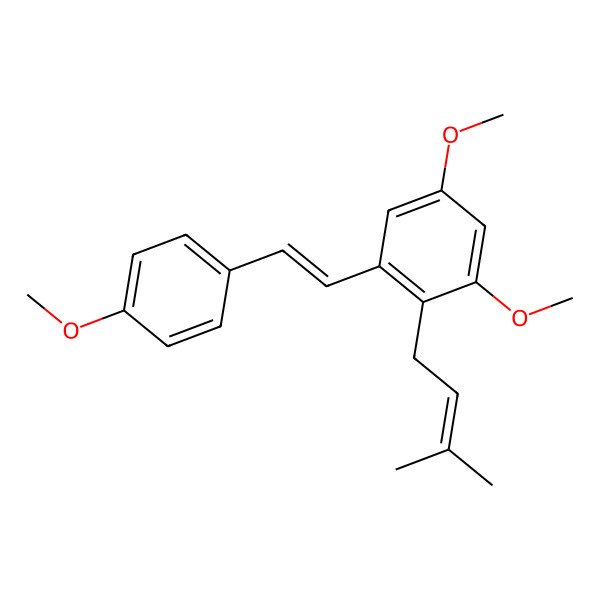 2D Structure of 1,5-Dimethoxy-3-[2-(4-methoxyphenyl)ethenyl]-2-(3-methylbut-2-enyl)benzene