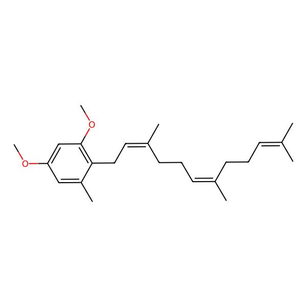 2D Structure of 1,5-dimethoxy-3-methyl-2-[(2E,6E)-3,7,11-trimethyldodeca-2,6,10-trienyl]benzene