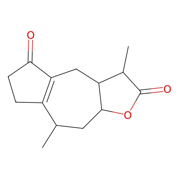 2D Structure of 1,5-Dimethyl-1,3a,4,5,6,7,9,9a-octahydroazuleno[6,7-b]furan-2,8-dione