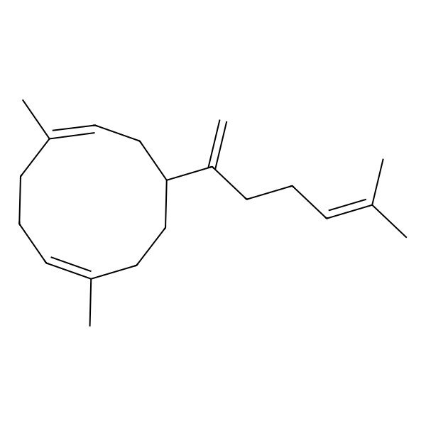 2D Structure of 1,5-Dimethyl-8-(6-methylhepta-1,5-dien-2-yl)cyclodeca-1,5-diene