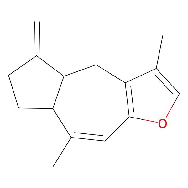 2D Structure of 1,5-dimethyl-8-methylidene-6,7,8a,9-tetrahydro-5aH-azuleno[6,5-b]furan