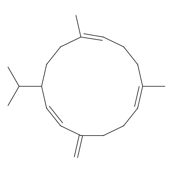 2D Structure of 1,5-Dimethyl-9-methylidene-12-propan-2-ylcyclotetradeca-1,5,10-triene