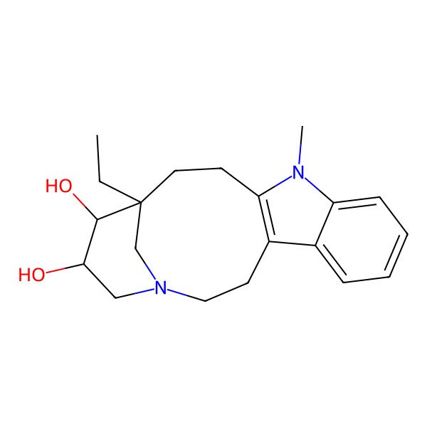 2D Structure of 15-Ethyl-11-methyl-1,11-diazatetracyclo[13.3.1.04,12.05,10]nonadeca-4(12),5,7,9-tetraene-16,17-diol