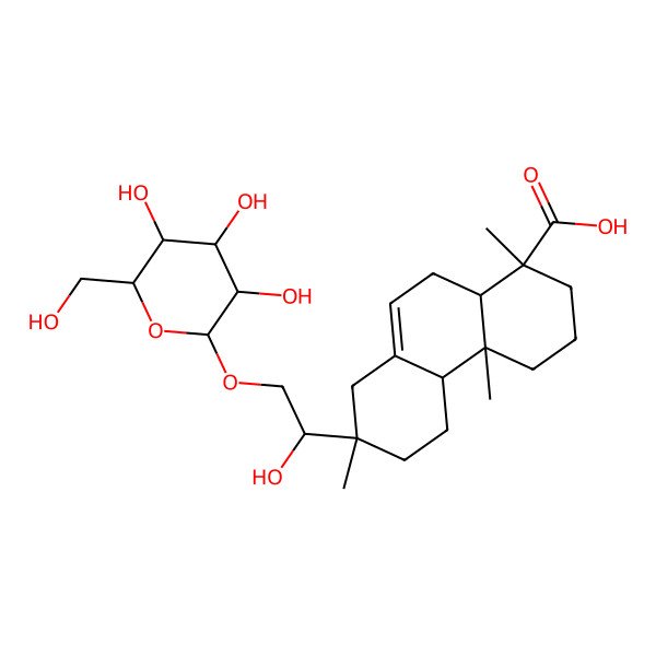 2D Structure of 15-hydroxy-16-alpha-D-mannopyranosyloxyisopimar-7-en-19-oic acid