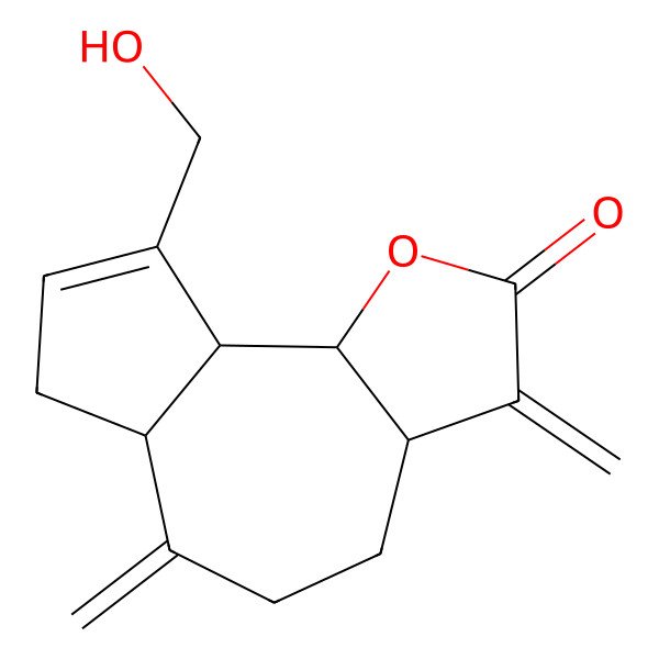 2D Structure of 15-Hydroxy-3,10(14),11(13)-guaiatrien-12,6-olide