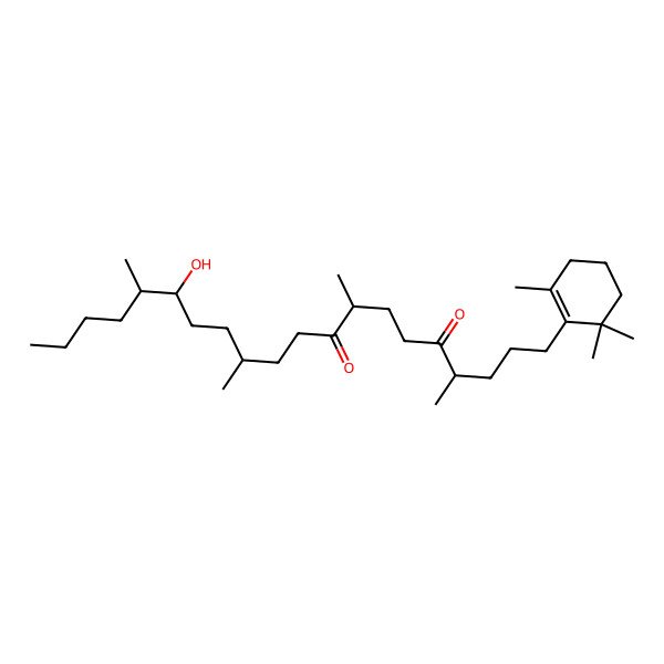 2D Structure of 15-Hydroxy-4,8,12,16-tetramethyl-1-(2,6,6-trimethylcyclohexen-1-yl)icosane-5,9-dione