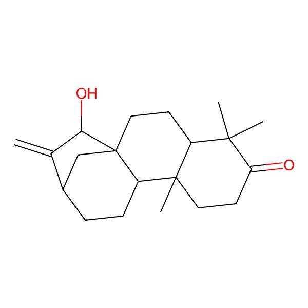 2D Structure of 15-Hydroxy-5,5,9-trimethyl-14-methylidenetetracyclo[11.2.1.01,10.04,9]hexadecan-6-one