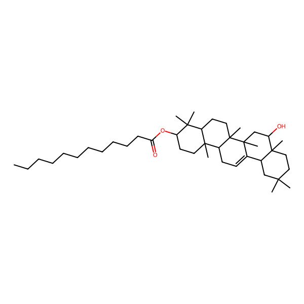 2D Structure of (8-Hydroxy-4,4,6a,6b,8a,11,11,14b-octamethyl-1,2,3,4a,5,6,7,8,9,10,12,12a,14,14a-tetradecahydropicen-3-yl) dodecanoate