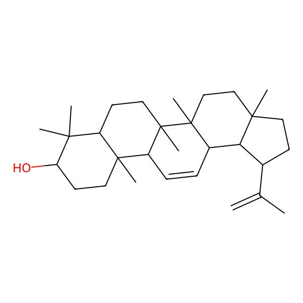 2D Structure of (1R,3aR,5aR,5bR,7aR,9S,11aS,11bR,13aR,13bR)-3a,5a,5b,8,8,11a-hexamethyl-1-prop-1-en-2-yl-1,2,3,4,5,6,7,7a,9,10,11,11b,13a,13b-tetradecahydrocyclopenta[a]chrysen-9-ol