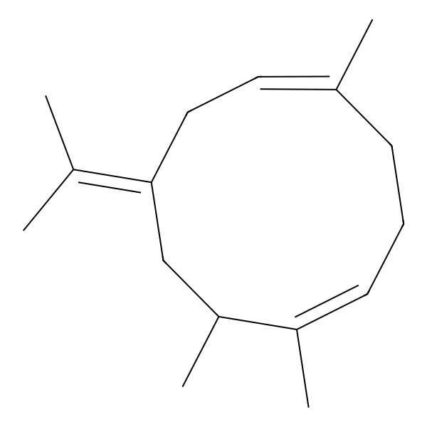 2D Structure of 1,5,10-Trimethyl-8-propan-2-ylidenecyclodeca-1,5-diene