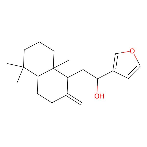 2D Structure of 15,16-Epoxy-12R-hydroxylabda-8(17),13(16),14-triene