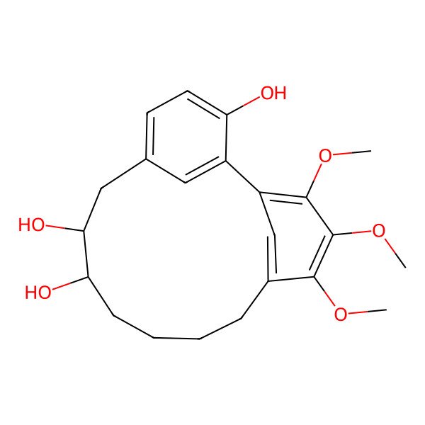 2D Structure of 15,16,17-Trimethoxytricyclo[12.3.1.12,6]nonadeca-1(17),2,4,6(19),14(18),15-hexaene-3,8,9-triol
