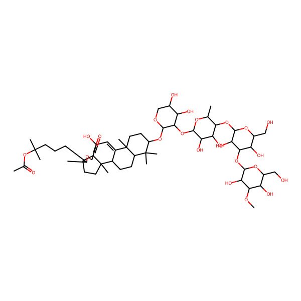 2D Structure of [5-[16-[3-[5-[4-[3,5-Dihydroxy-6-(hydroxymethyl)-4-methoxyoxan-2-yl]oxy-3,5-dihydroxy-6-(hydroxymethyl)oxan-2-yl]oxy-3,4-dihydroxy-6-methyloxan-2-yl]oxy-4,5-dihydroxyoxan-2-yl]oxy-10-hydroxy-2,6,13,17,17-pentamethyl-8-oxo-7-oxapentacyclo[10.8.0.02,9.05,9.013,18]icos-11-en-6-yl]-2-methylpentan-2-yl] acetate