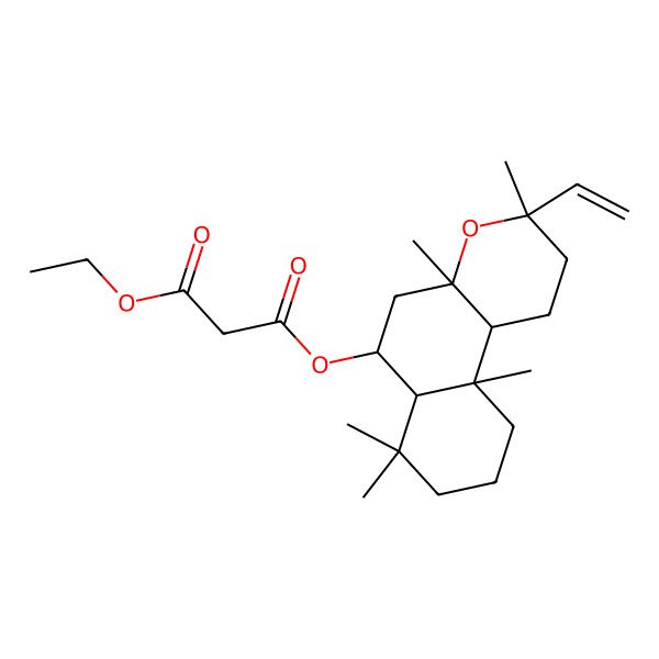 2D Structure of 3-O-[(3R,4aR,6S,6aS,10aS,10bR)-3-ethenyl-3,4a,7,7,10a-pentamethyl-2,5,6,6a,8,9,10,10b-octahydro-1H-benzo[f]chromen-6-yl] 1-O-ethyl propanedioate