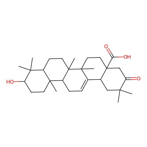 2D Structure of 10-hydroxy-2,2,6a,6b,9,9,12a-heptamethyl-3-oxo-4,5,6,6a,7,8,8a,10,11,12,13,14b-dodecahydro-1H-picene-4a-carboxylic acid