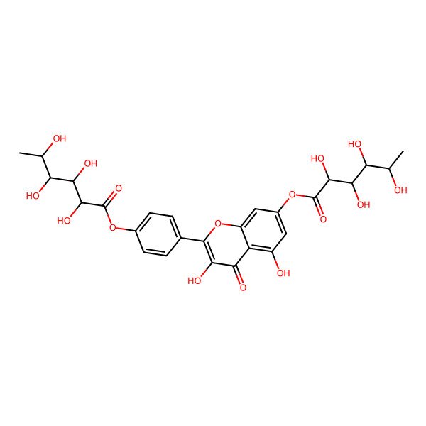 2D Structure of [4-[3,5-dihydroxy-4-oxo-7-[(2S,3S,4R,5R)-2,3,4,5-tetrahydroxyhexanoyl]oxychromen-2-yl]phenyl] (2S,3S,4R,5R)-2,3,4,5-tetrahydroxyhexanoate
