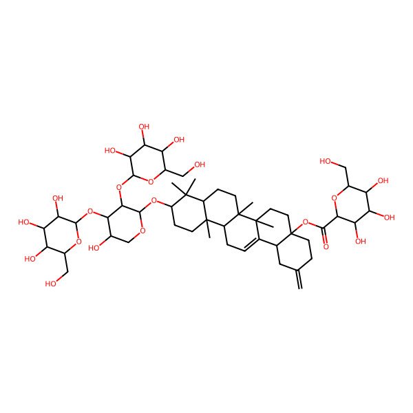 2D Structure of [(4aS,6aS,6aS,6bR,8aS,10S,12aR,14bS)-10-[(2S,3R,4S,5S)-5-hydroxy-3,4-bis[[(2S,3R,4S,5S,6R)-3,4,5-trihydroxy-6-(hydroxymethyl)oxan-2-yl]oxy]oxan-2-yl]oxy-6a,6b,9,9,12a-pentamethyl-2-methylidene-1,3,4,5,6,6a,7,8,8a,10,11,12,13,14b-tetradecahydropicen-4a-yl] (2R,3R,4S,5S,6R)-3,4,5-trihydroxy-6-(hydroxymethyl)oxane-2-carboxylate