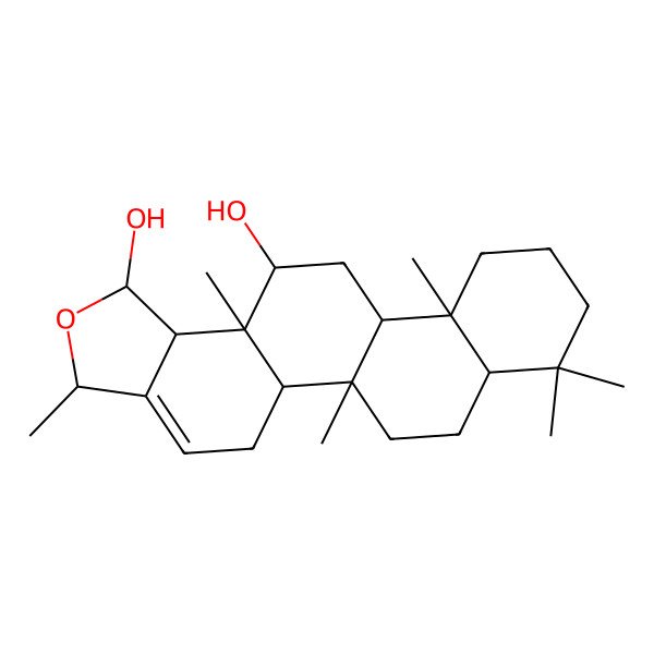 2D Structure of (1R,3S,5aS,5bR,7aS,11aS,11bS,13R,13aS,13bS)-3,5b,8,8,11a,13a-hexamethyl-1,3,5,5a,6,7,7a,9,10,11,11b,12,13,13b-tetradecahydrophenanthro[1,2-g][2]benzofuran-1,13-diol