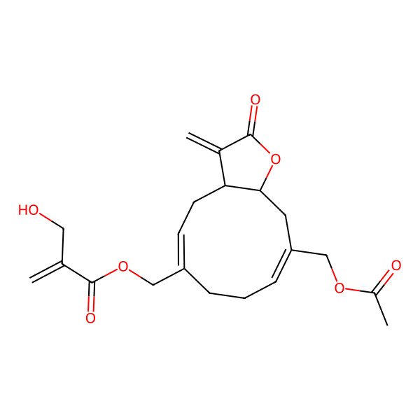 2D Structure of [10-(Acetyloxymethyl)-3-methylidene-2-oxo-3a,4,7,8,11,11a-hexahydrocyclodeca[b]furan-6-yl]methyl 2-(hydroxymethyl)prop-2-enoate