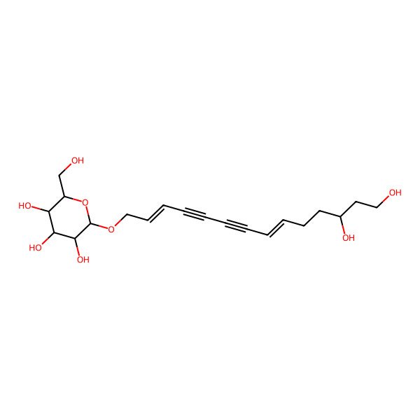 2D Structure of (2R,3R,4S,5S,6R)-2-[(2Z,8Z,12R)-12,14-dihydroxytetradeca-2,8-dien-4,6-diynoxy]-6-(hydroxymethyl)oxane-3,4,5-triol