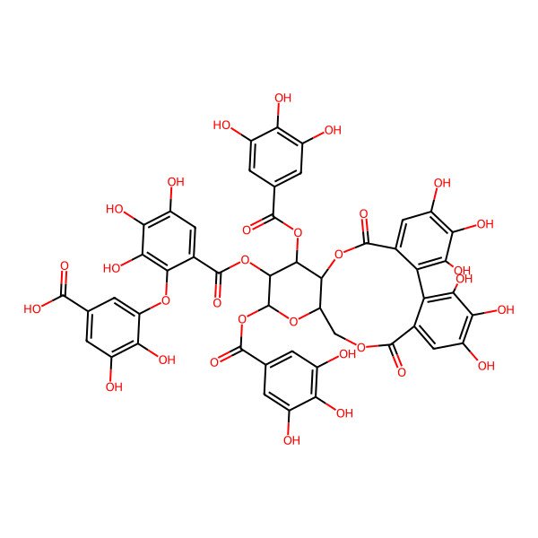 2D Structure of 3-[6-[[(10R,11S,12S,13R,15S)-3,4,5,21,22,23-hexahydroxy-8,18-dioxo-11,13-bis[(3,4,5-trihydroxybenzoyl)oxy]-9,14,17-trioxatetracyclo[17.4.0.02,7.010,15]tricosa-1(23),2,4,6,19,21-hexaen-12-yl]oxycarbonyl]-2,3,4-trihydroxyphenoxy]-4,5-dihydroxybenzoic acid