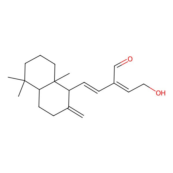 2D Structure of 2-[2-(5,5,8a-trimethyl-2-methylidene-3,4,4a,6,7,8-hexahydro-1H-naphthalen-1-yl)ethenyl]-4-hydroxybut-2-enal