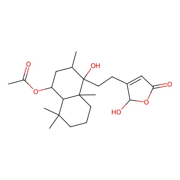 2D Structure of [(1R,3R,4R,4aS,8aS)-4-hydroxy-4-[2-[(2R)-2-hydroxy-5-oxo-2H-furan-3-yl]ethyl]-3,4a,8,8-tetramethyl-2,3,5,6,7,8a-hexahydro-1H-naphthalen-1-yl] acetate