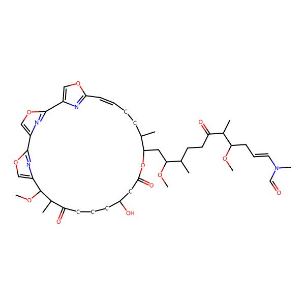 2D Structure of N-[(E,4R,5R,9S,10S)-11-[(10R,11S,16S,20R,21R,24E)-16-hydroxy-10-methoxy-11,21-dimethyl-12,18-dioxo-3,7,19,27-tetraoxa-29,30,31-triazatetracyclo[24.2.1.12,5.16,9]hentriaconta-1(28),2(31),4,6(30),8,24,26(29)-heptaen-20-yl]-4,10-dimethoxy-5,9-dimethyl-6-oxoundec-1-enyl]-N-methylformamide